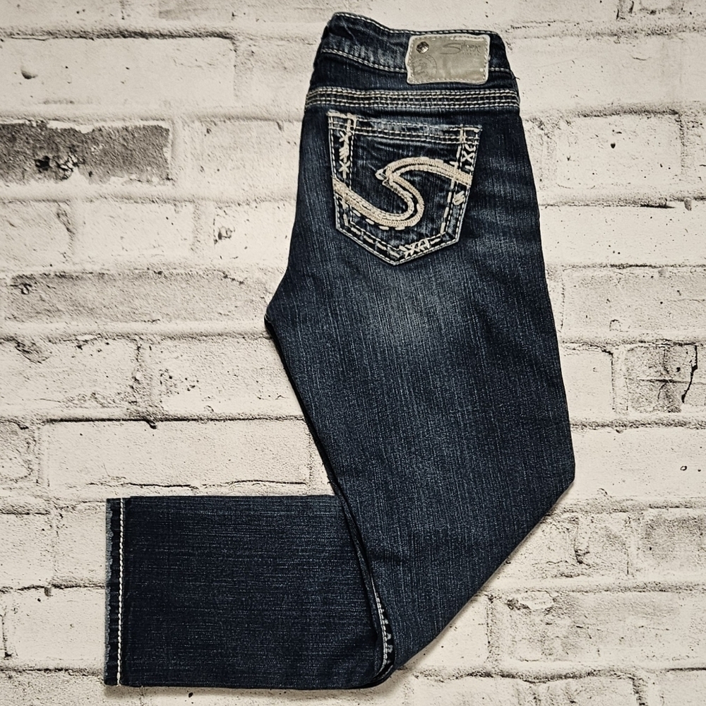 Silver Jeans Suki Capri Cropped Jeans Thick Stitch Y2K Denim Size 28